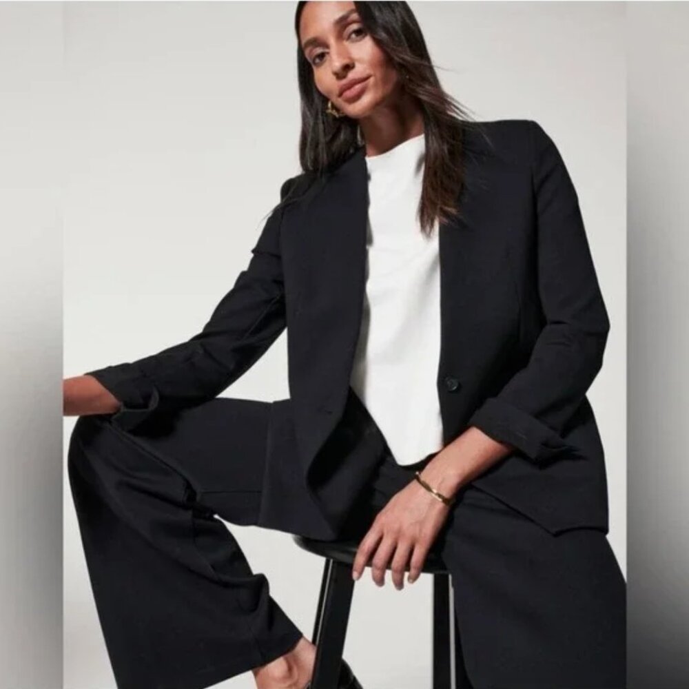 SPANX The Perfect Collarless Oversized Pointe Black Blazer